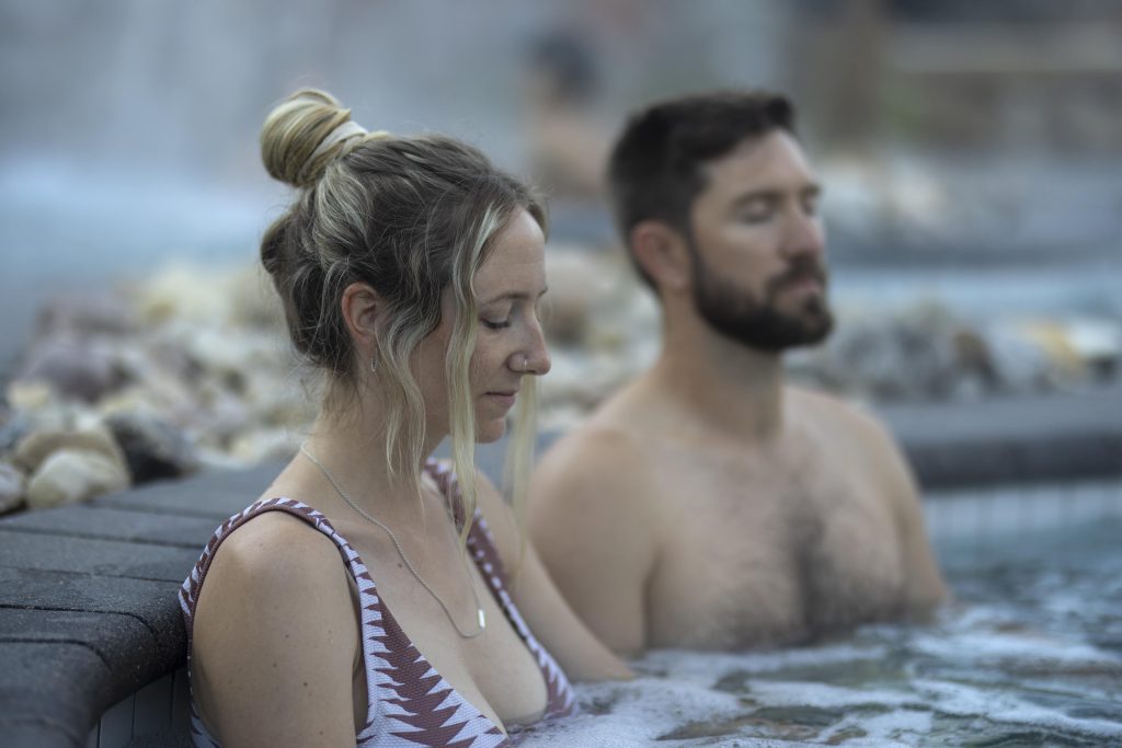 couple relaxing in a thermal bath