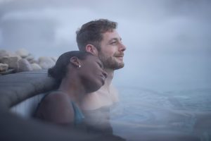 couple relaxing in a thermal bath